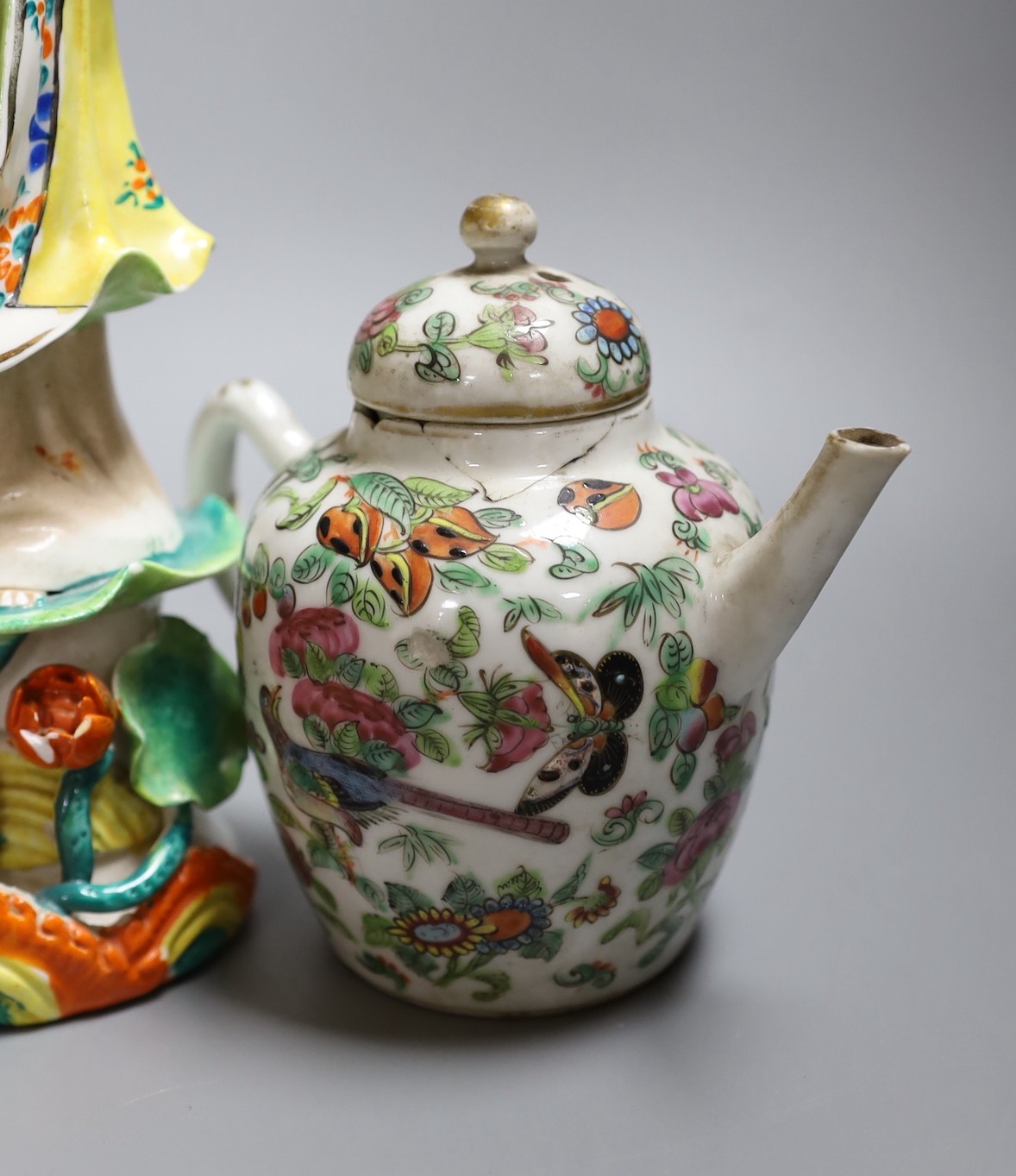 A group of mixed Asian ceramics, figurine 30 cms high